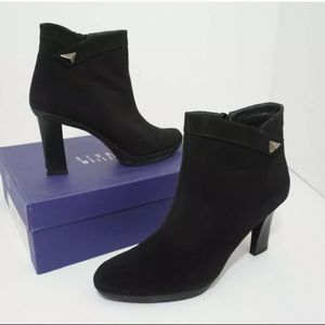 Stuart Weitzman Black Fabric Ankle Boots Heels